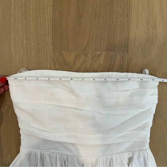 Petal & Pup Kayt Strapless Linen Blend Maxi Sundress White Bridal Bride Wedding - Picture 14 of 16